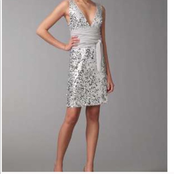 bcbg silver dress